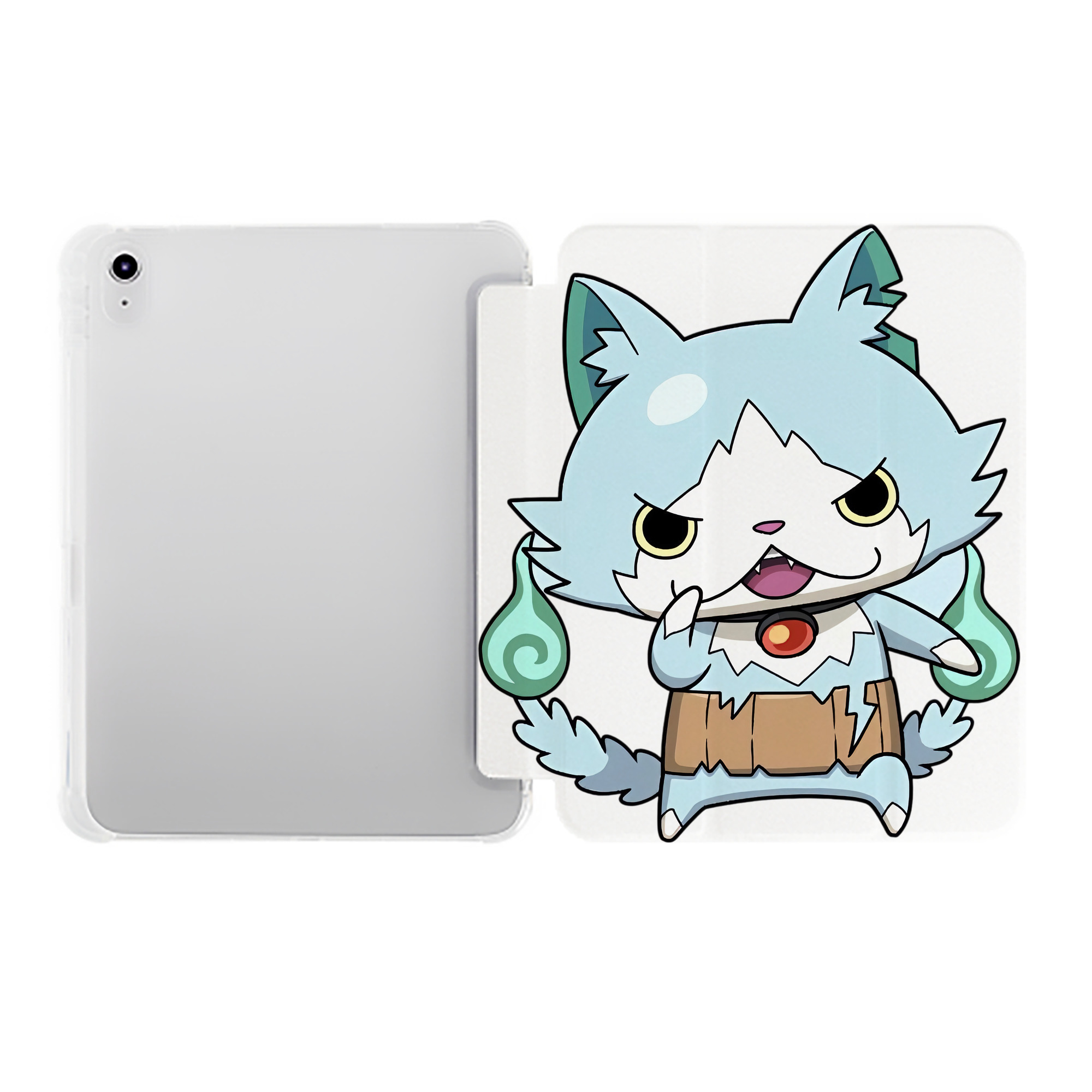 （画像用） 妖怪ウォッチ Yo-kai Watch IPad ケース ペン収納付き 三つ折りスタンド PUレザー×シリコン 対応機種9.5/10.5/10.9インチ